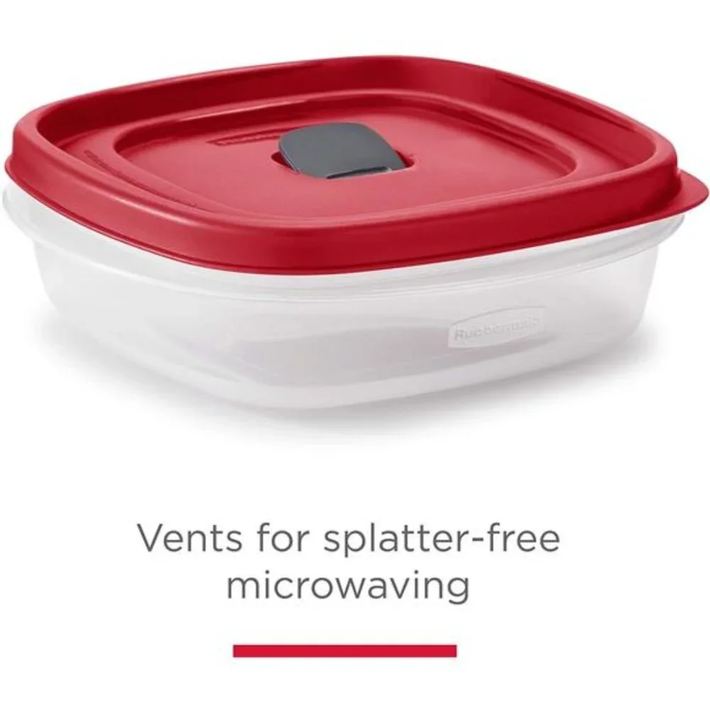 Rubbermaid 16-Piece BPA-Free Plastic Food Storage Set, Red Vented Lids -